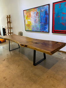 Large Live Edge Table, 136" Wood Slab, Metal Base