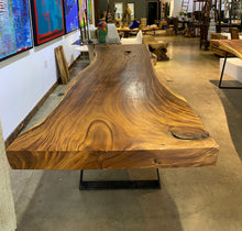 Load image into Gallery viewer, Large Live Edge Table, 136&quot; Wood Slab, Metal Base
