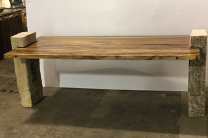78"  Relaxing Live Edge Desk, Office Table, Live edge solid wood Table w/ Stone Base
