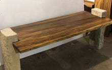 Load image into Gallery viewer, 78&quot;  Relaxing Live Edge Desk, Office Table, Live edge solid wood Table w/ Stone Base
