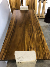 Load image into Gallery viewer, 78&quot;  Relaxing Live Edge Desk, Office Table, Live edge solid wood Table w/ Stone Base
