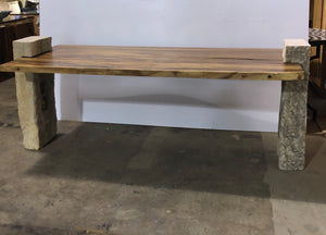 78"  Relaxing Live Edge Desk, Office Table, Live edge solid wood Table w/ Stone Base