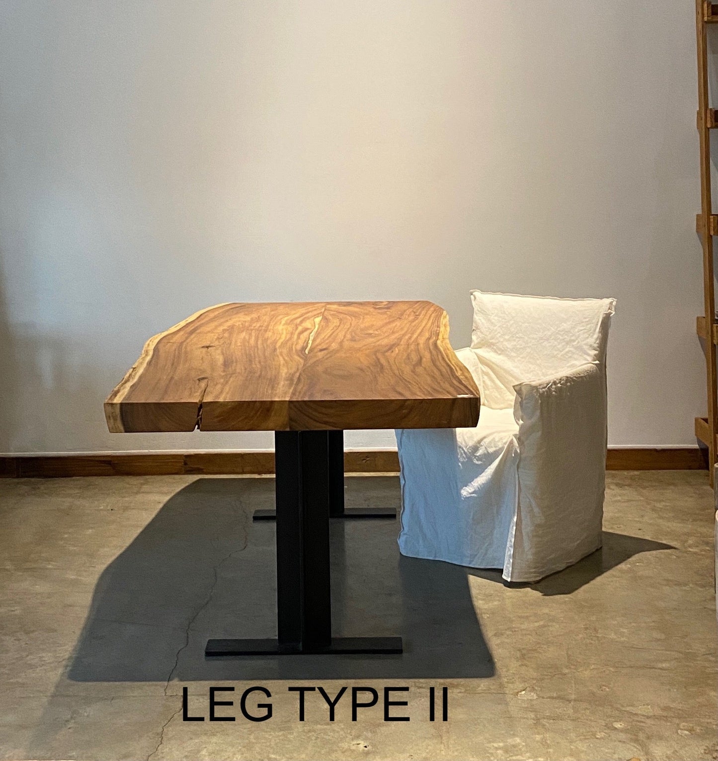 105" Modern Live Edge Dining Table, Wood and Metal Base | Relaxing Natural Table #8