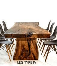 Load image into Gallery viewer, 96&quot; Modern Live Edge Dining Table including wood legs, Wood and Metal Base | Relaxing Natural Table #1
