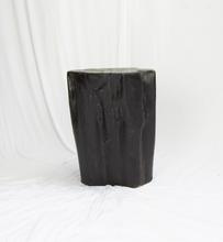 Load image into Gallery viewer, Black Solid Teak Fire Burnt Wood Side Table, Tree Stump Stool or End Table #2 - 17 3/4&quot; H x 13&quot; W x 13&quot; D
