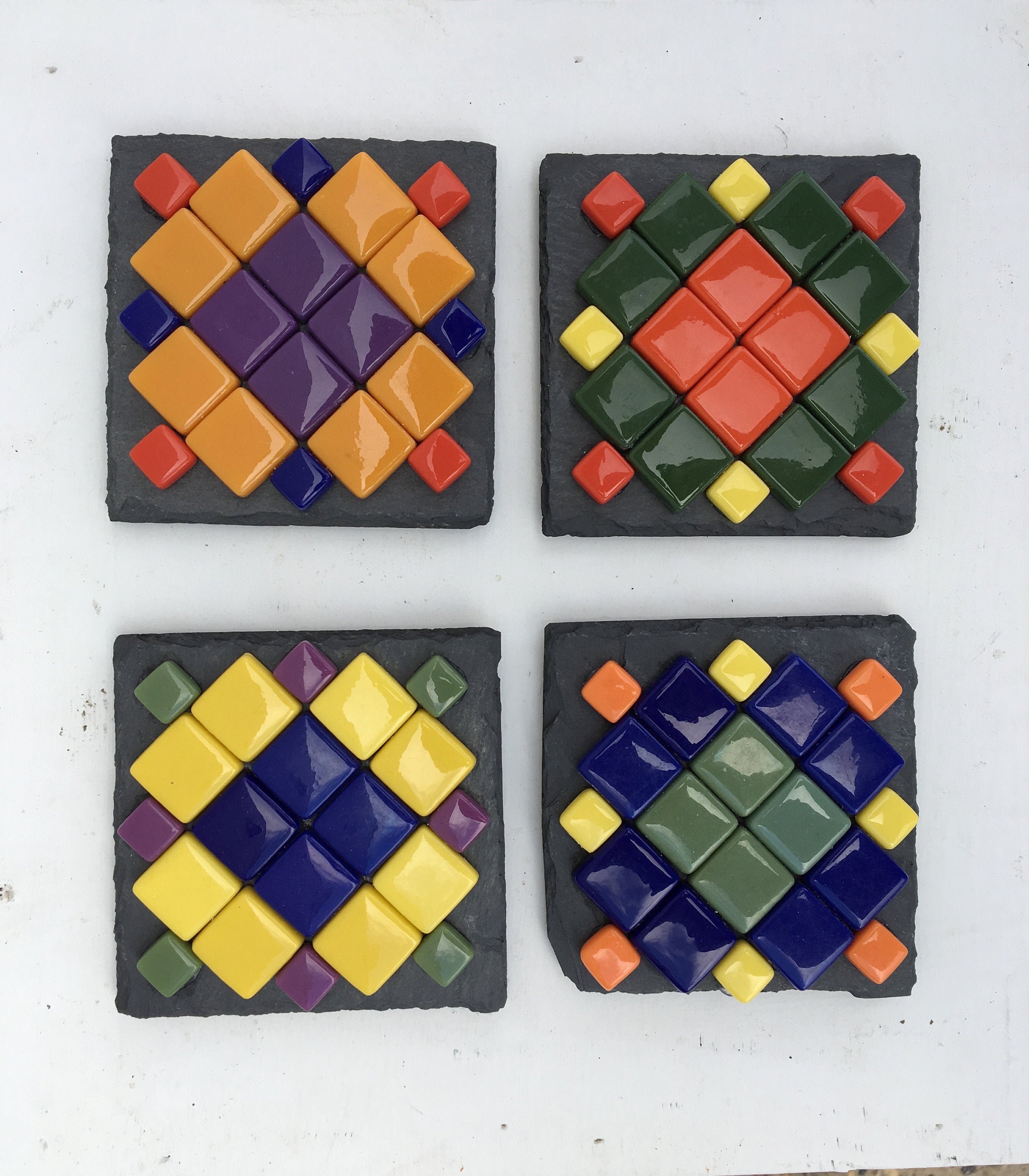 Colorful glass Coaster set(4) by lula Azorey, handmade colorful mosaic glass coaster