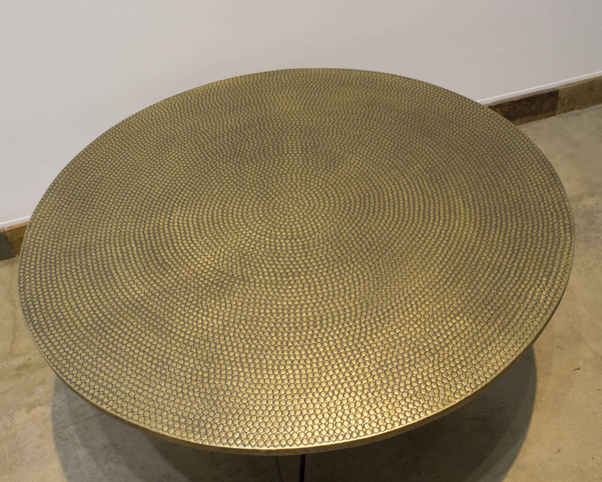 Hand Carved Bronze Moroccan Round Coffee Table