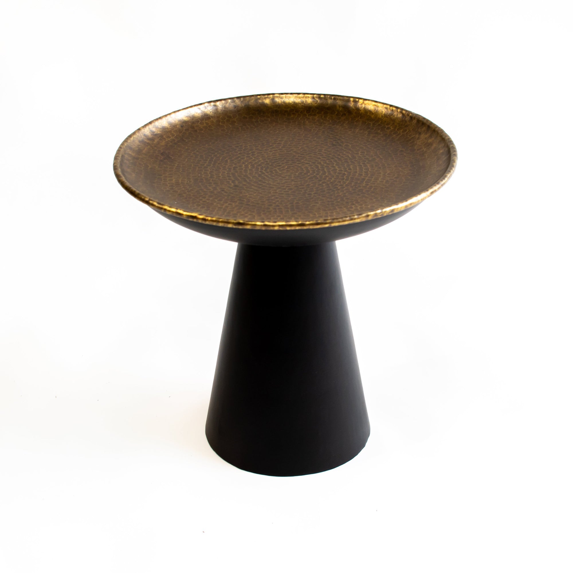 ARKA Living Handcrafted bronze round end table cone base