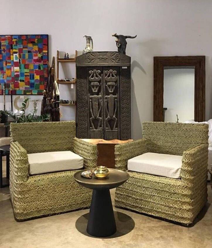 ARKA Living Handcrafted bronze round end table cone base