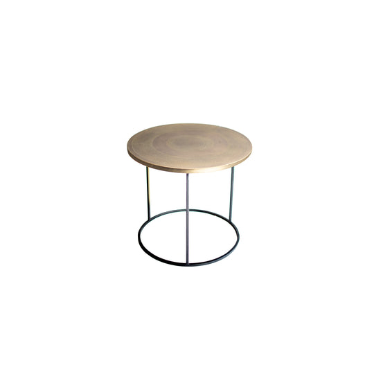 Hand Carved Bronze Moroccan Round End Table | Small Night Stand | Bronze and Metal