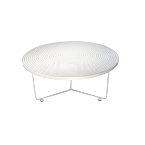 ARKA Living Handcrafted resin and silver white round coffee table