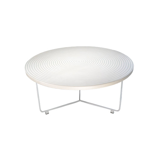 Handcrafted Resin Round Coffee Table | Modern White and Silver Coffee Table