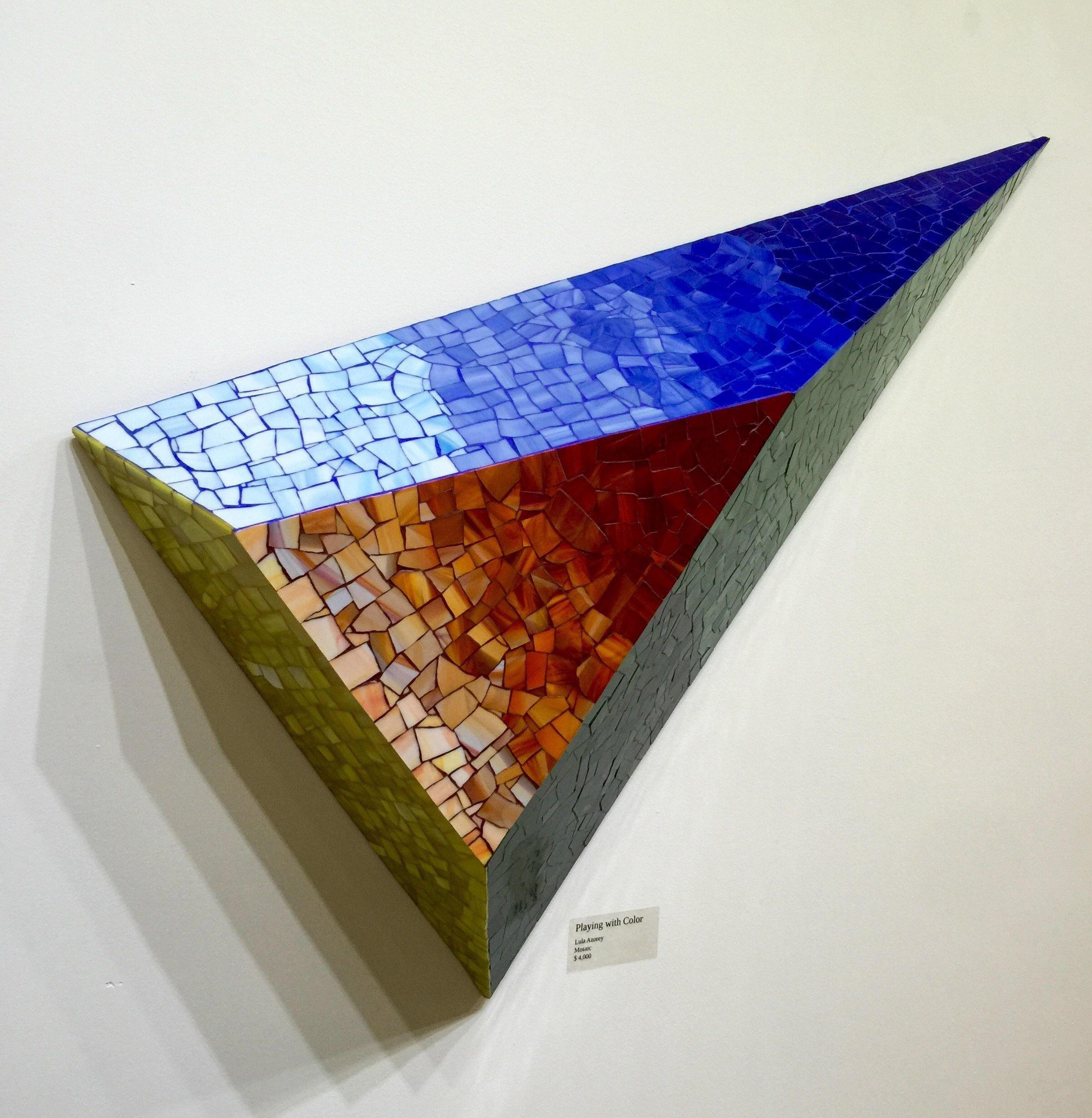 Mosaic Geometric 3D Sculpture | Modern Colorful Glass Wall Mount by Lula Azorey