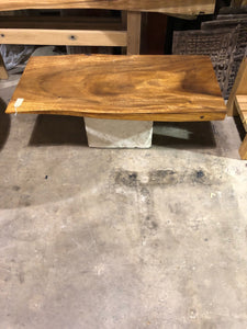 ARKA Living Rectangular  Live Edge coffee table beautiful wood slab table, with live edge wood top and limestone base
