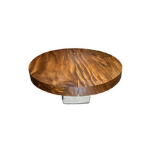 Load image into Gallery viewer, ARKA Living Round Live Edge coffee table beautiful wood slab table, with live edge wood top and limestone base
