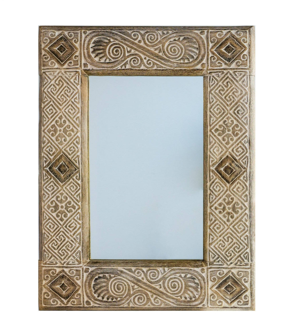 ARKA Living Small wooden carving mirror
