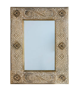 ARKA Living Small wooden carving mirror