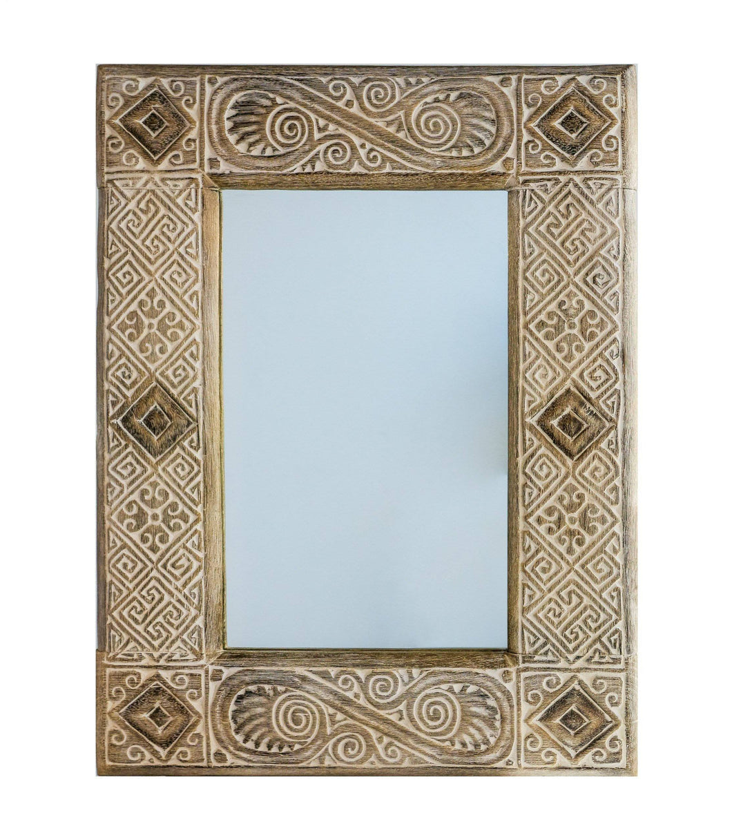ARKA Living Small wooden carving mirror