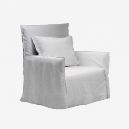 Armchair Lounge Sofa 4 White Linen, 3-week lead time