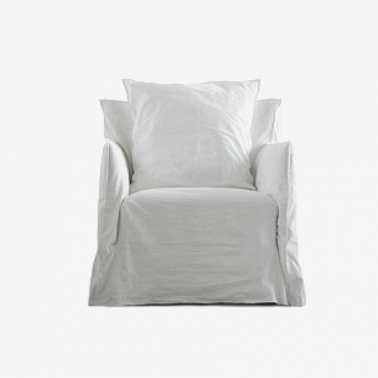 Armchair Lounge Sofa 5 White Linen, 2-week lead time