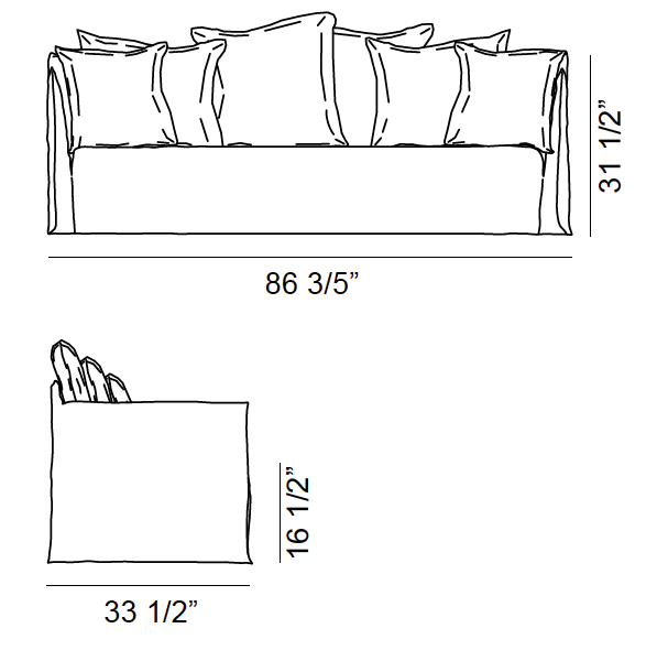 ARKA Living SOFA Ghost Sofa 12 on White Linen Coach, 2-week lead time