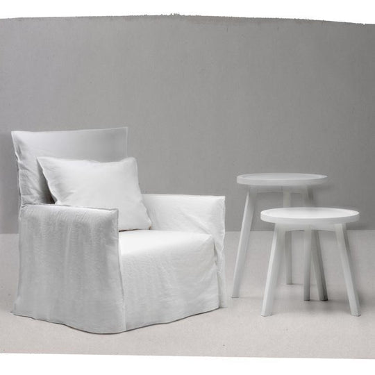 Armchair Lounge Sofa 4 White Linen, 3-week lead time