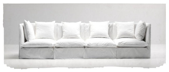 Transitional Raised Arm Sofa