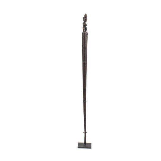 Tribal Carved Wood Rice Planting Stick on Stand | Decoration