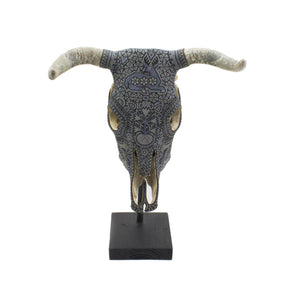 ARKA Living Tribal highly beaded cow skull on base