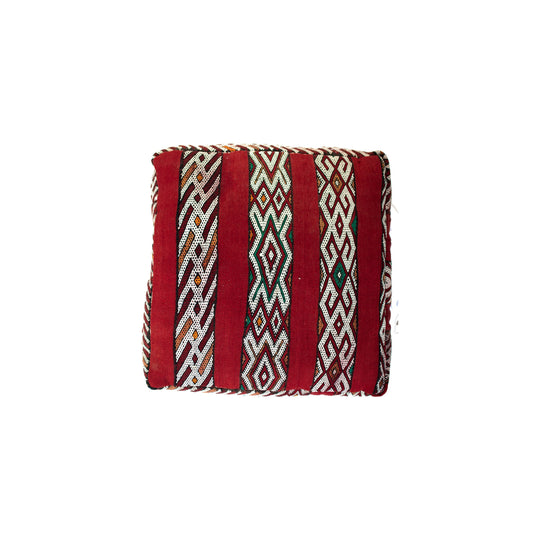 Vintage Moroccan Floor Pillow | Red Strips
