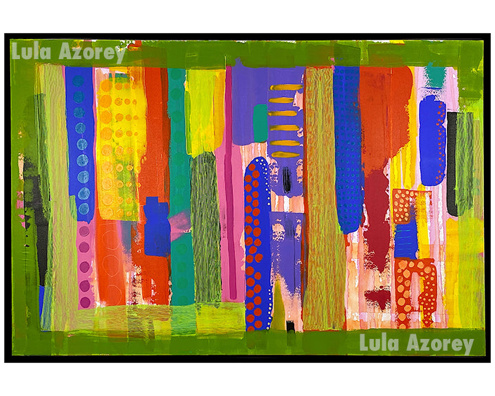 CAMILA, Original Large Painting, 48x72, Abstract, Ready to Hang, Modern Black Frame - Lula Azorey