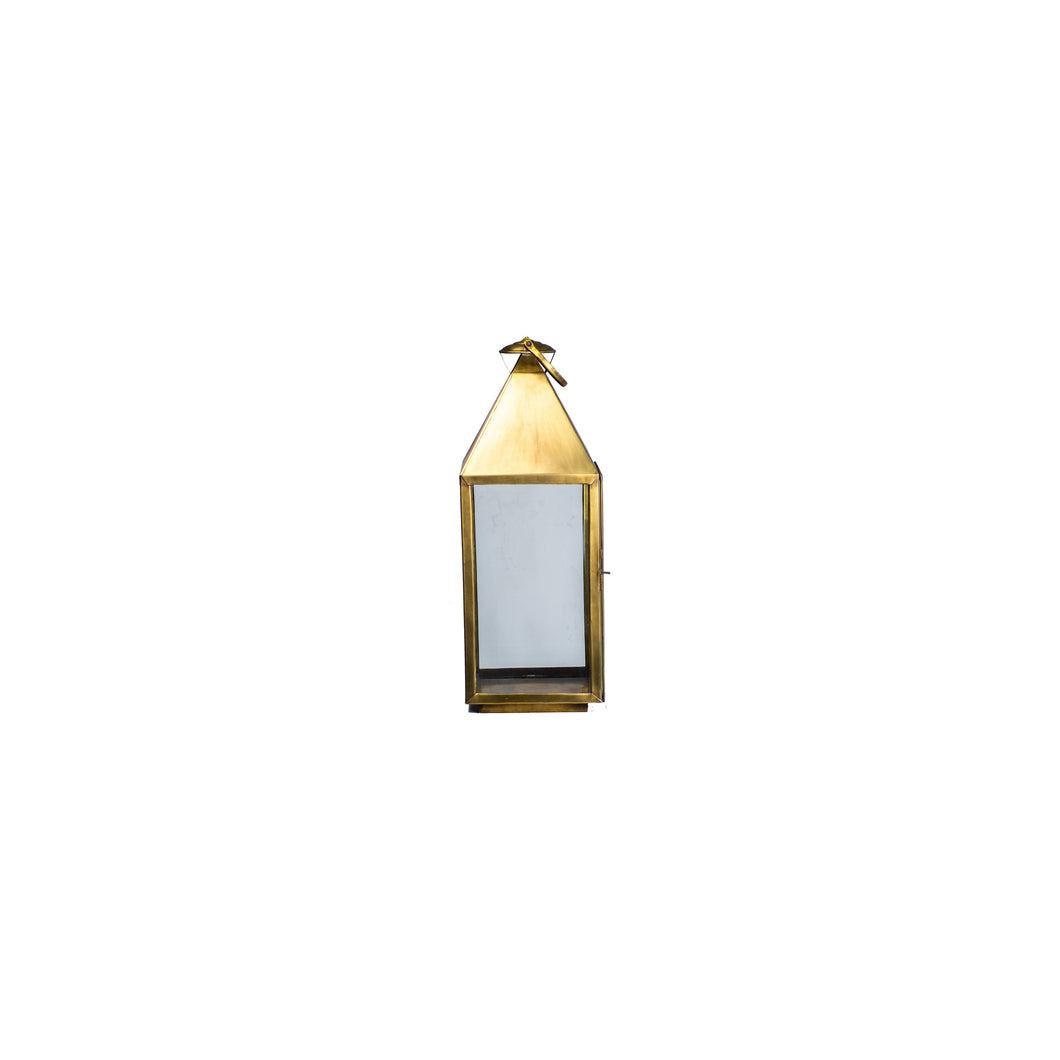 Large Moroccan Bronze Candle Lantern | Modern Glass Indoor and Outdoors
