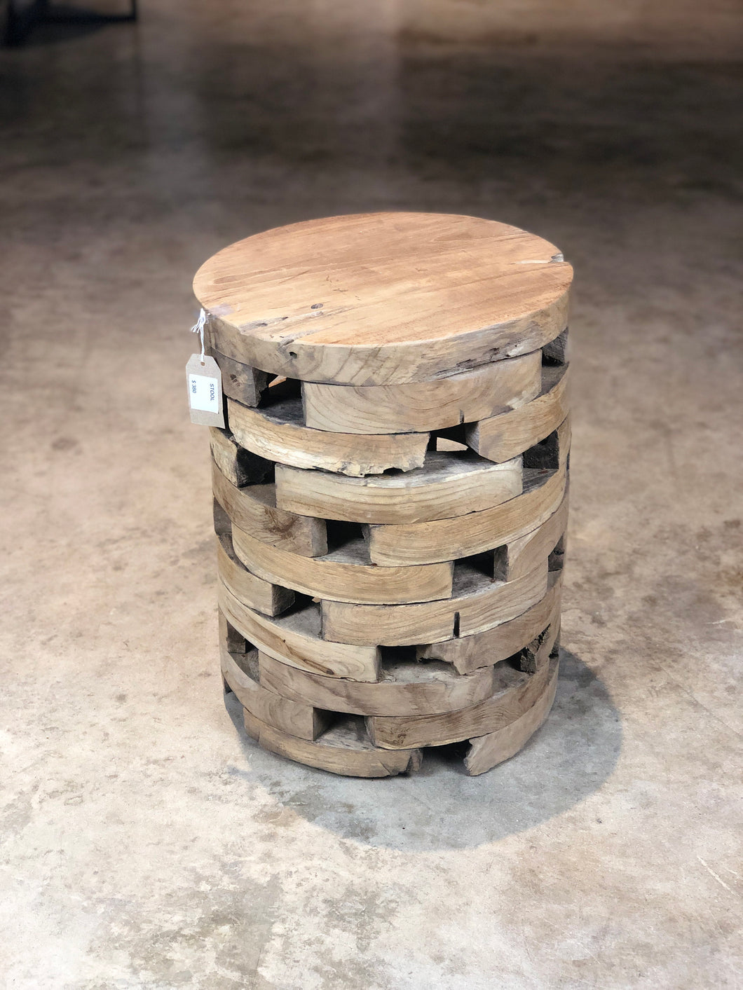 Teak Root Night Stand, Side Table , Modern Wood Block Stool