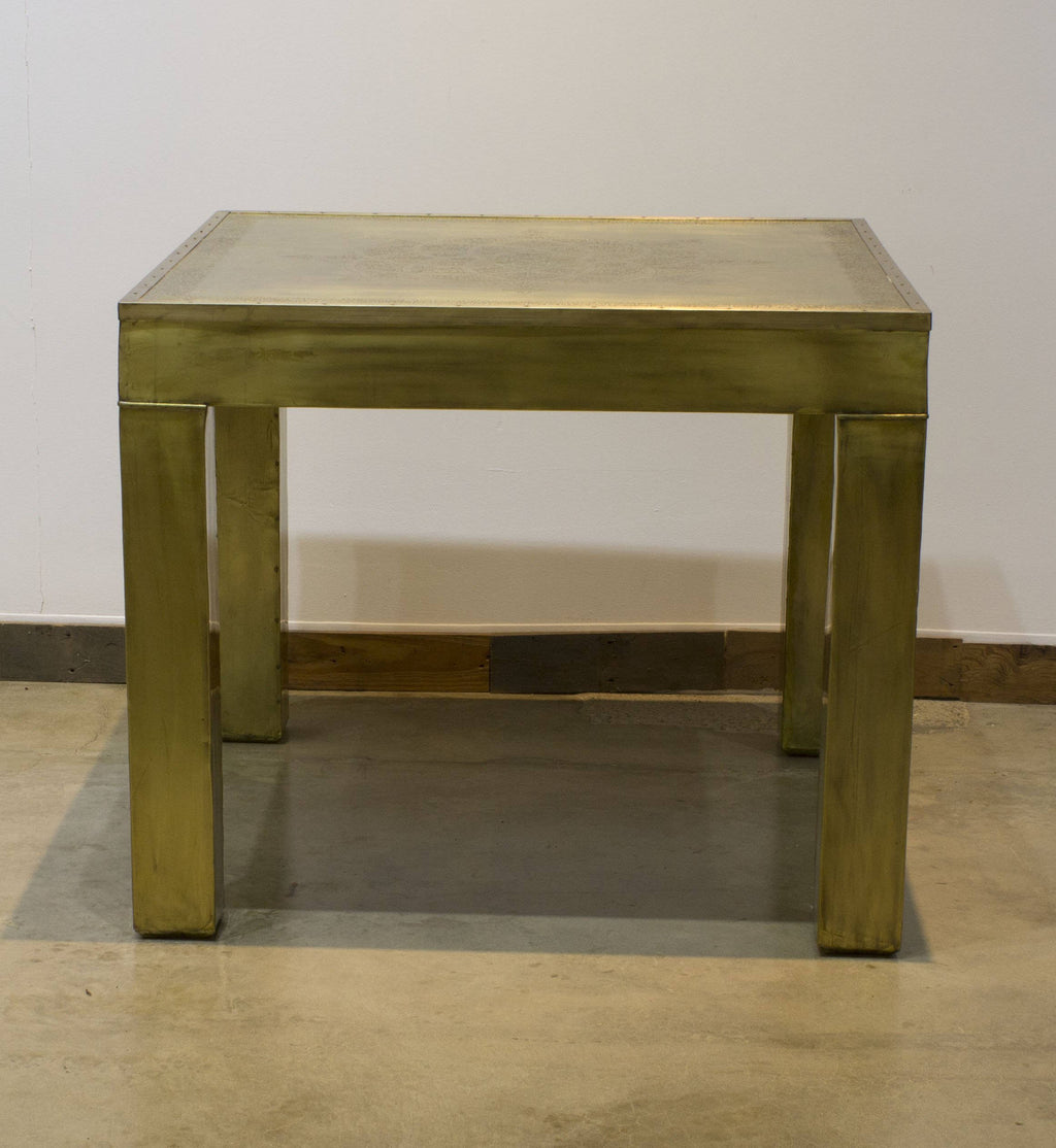 Hand Carved Bronze Moroccan Table - Vintage