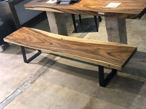 Live Edge Bench with Modern Metal Base | Natural Wooden Bench
