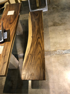 Live Edge Bench with Modern Metal Base | Natural Wooden Bench