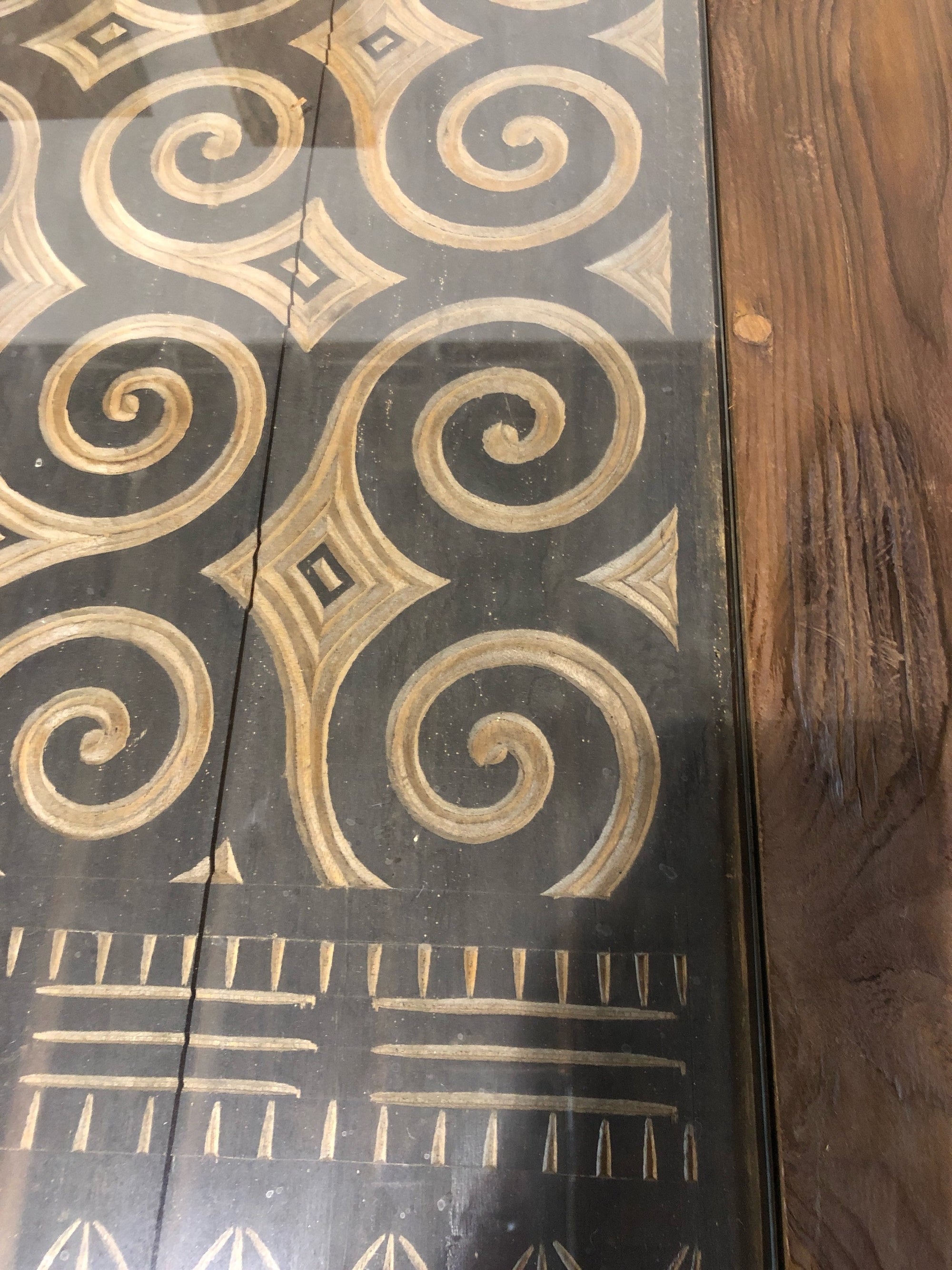 No. 88 – 86” Antique Door Table – Reclaimed Wood with Partial Glass Inset