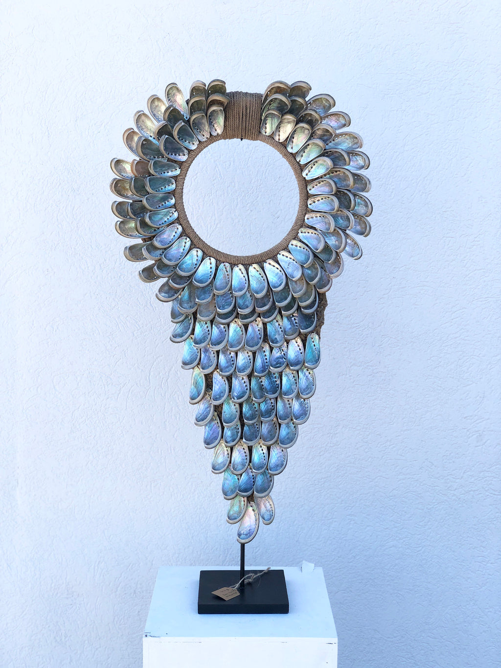Extra Large Papua Tribal Shell Necklace on Metal Stand