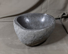 Load image into Gallery viewer, Natural Stone Oval Vessel Sink | River Stone Gray Wash Bowl #58 size is 13.5&quot; W x 13&quot; D x 6&quot; H
