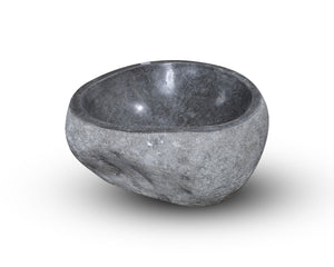 Natural Stone Oval Vessel Sink | River Stone Gray Wash Bowl #58 size is 13.5" W x 13" D x 6" H