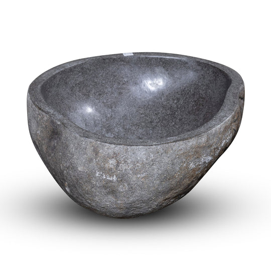 Natural Stone Oval Vessel Sink | River Stone Gray Wash Bowl #59 size is 15