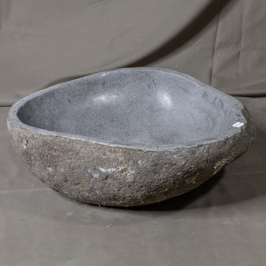 Natural Stone Oval Vessel Sink | River Stone Gray Wash Bowl #64 size is 15.5