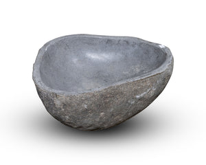 Natural Stone Oval Vessel Sink | River Stone Gray Wash Bowl #64 size is 15.5" W x 12.5" D x 6" H