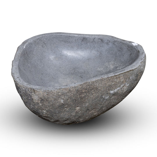 Natural Stone Oval Vessel Sink | River Stone Gray Wash Bowl #64 size is 15.5