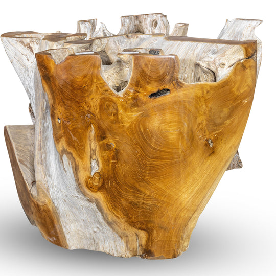 Teak Wood Root Coffee Table with Glass Top 35.5
