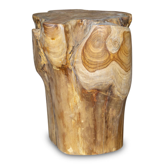 Solid Teak Wood Side Table, Natural Tree Stump Stool or End Table #10    17.75
