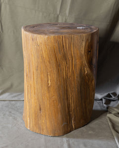 Solid Teak Wood Side Table, Natural Tree Stump Stool or End Table #20    17.75" H x 14" W x 13" D