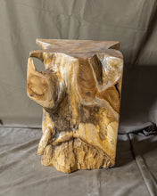 Load image into Gallery viewer, Square Solid Teak Wood Side Table, Natural Tree Stump Stool or End Table #15 16&quot; H x 12.5&quot; W x 12.5&quot; D
