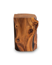 Load image into Gallery viewer, Square Solid Acacia Wood Side Table, Black and Brown Natural Tree Stump Stool or End Table #5
