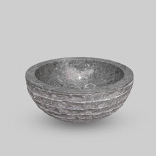 Load image into Gallery viewer, Small Natural Marble Vessel Sink | Hammer Finish Grey Color

